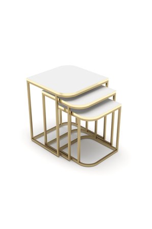 Damla Gold Zigon Sehpa Beyaz 3'lü