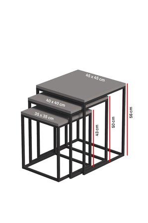 Küp Zigon Sehpa Kahverengi 3'lü