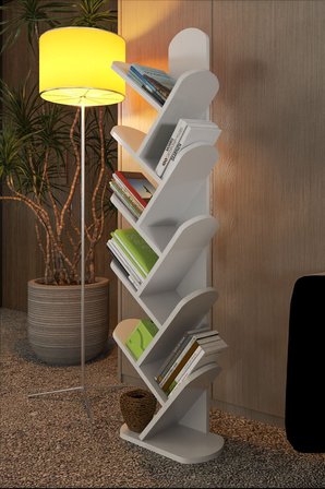 10 Raflı Kitaplık Beyaz