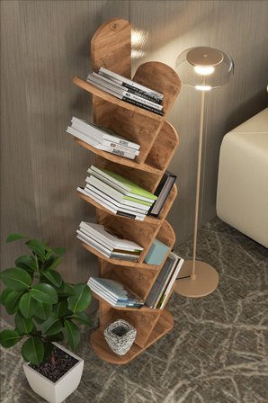 10 Raflı Kitaplık Ceviz Kahverengi