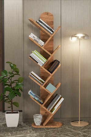 10 Raflı Kitaplık Ceviz Kahverengi