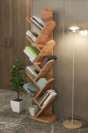 10 Raflı Kitaplık Ceviz Kahverengi