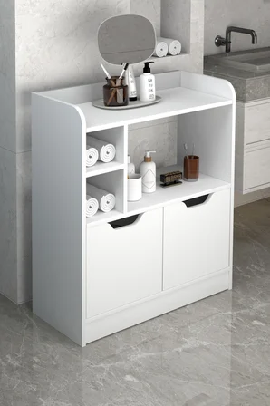 Çok Amaçlı Banyo Dolabı Beyaz 86 cm
