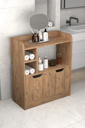 Çok Amaçlı Banyo Dolabı Kahverengi