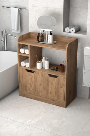 Çok Amaçlı Banyo Dolabı Kahverengi