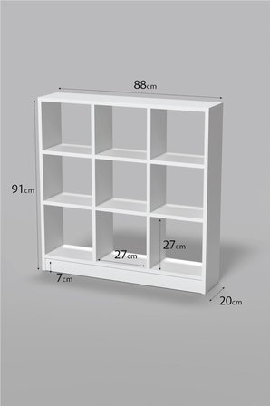 9 Bölmeli Kitaplık Beyaz 91 cm