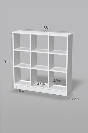 9 Bölmeli Kitaplık Beyaz 91 cm
