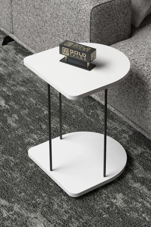 Hnd Tekerlekli Oval Sehpa Beyaz