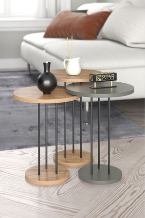 Metal Terra Zigon Ceviz Antrasit 3'lü