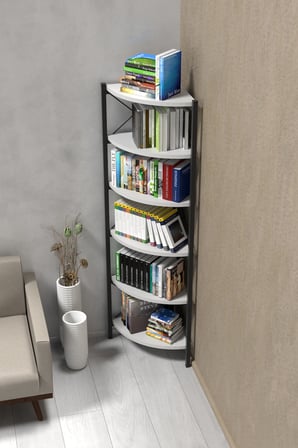 6 Raflı Kitaplık ve Saksılık Beyaz 160 cm