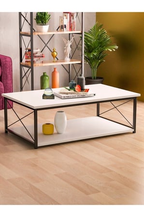 Double Orta Sehpa Beyaz 90x50 cm