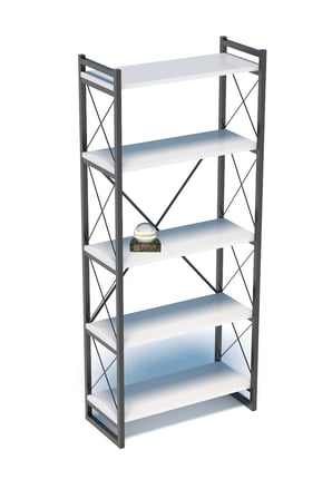 5 Raflı Metal Kitaplık Beyaz 180 cm