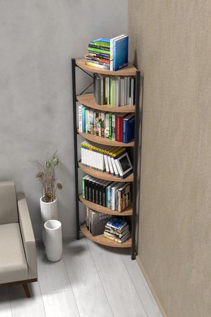 6 Raflı Kitaplık ve Saksılık Krem 160 cm