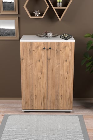 Kapaklı Ayakkabılık Çam Beyaz 86 cm