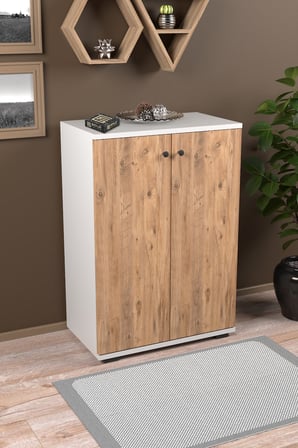 Kapaklı Ayakkabılık Çam Beyaz 86 cm