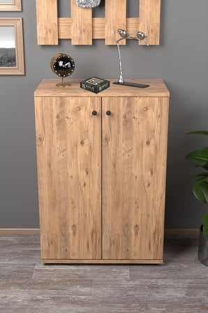 Kapaklı Ayakkabılık Ceviz Beyaz 86 cm