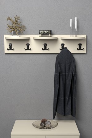 Üst Raflı Duvar Askılığı Bej 80 cm