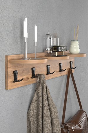 5'li Duvar Askılığı Ceviz Kahverengi 80 cm