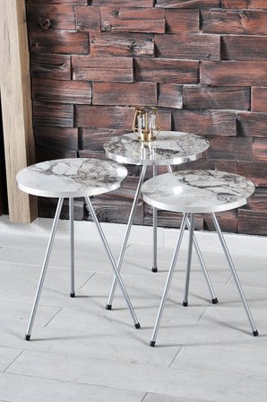 Gümüş Metal Zigon Efes Beyaz 3'lü