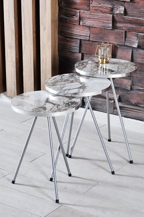 Gümüş Metal Zigon Efes Beyaz 3'lü