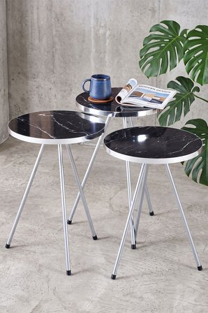 Gümüş Metal Zigon Bendir Siyah 3'lü