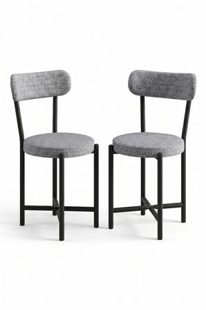 Sandalye 2 Adet Keten Kumaş Metal Ayak Modern Mutfak Sandalyesi Cafe Balkon Ofis Teddy 9812 Gri