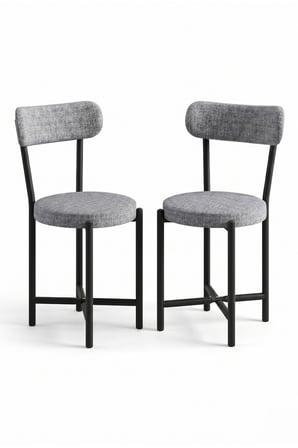 Sandalye 2 Adet Keten Kumaş Metal Ayak Modern Mutfak Sandalyesi Cafe Balkon Ofis Teddy 9812 Gri