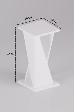 Yan Sehpa Modern Zigon Sehpa Dekoratif Çok Amaçlı Sehpa Vizyon 6035 Beyaz