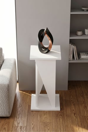 Yan Sehpa Modern Zigon Sehpa Dekoratif Çok Amaçlı Sehpa Vizyon 6035 Beyaz
