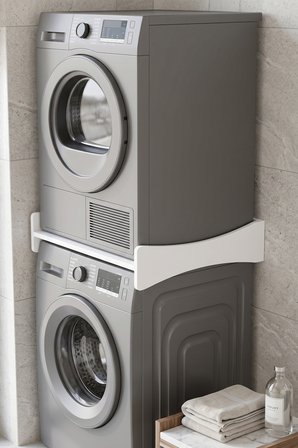 Çamaşır Makinesi Kurutma Makinesi Ara Bağlantı Tablası Üst Üste Koyma Rafı Standı 60x63,6 cm Üst üste Koyma Kiti 263 Beyaz