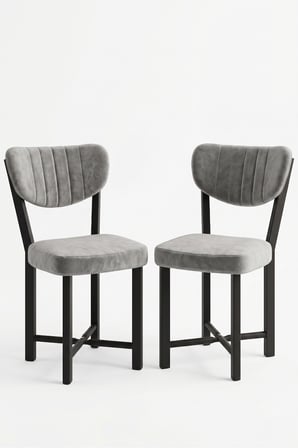 Sandalye 2 Adet Baby Face Kumaş Metal Ayak Modern Mutfak Sandalyesi Cafe Balkon Ofis Elma 9810 Gri