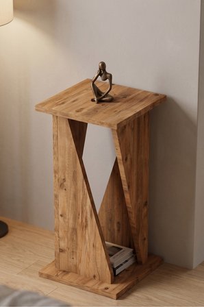 Yan Sehpa Modern Zigon Sehpa Dekoratif Çok Amaçlı Sehpa Vizyon 6034 Atlantik Çam