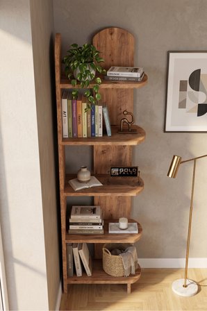 Kitaplık 5 Raflı Setro Çok Amaçlı Dekoratif Raf Ünitesi Salon Ofis Çalışma Odası ve Genç Odası Kitaplığı 7077 Atlantik Çam