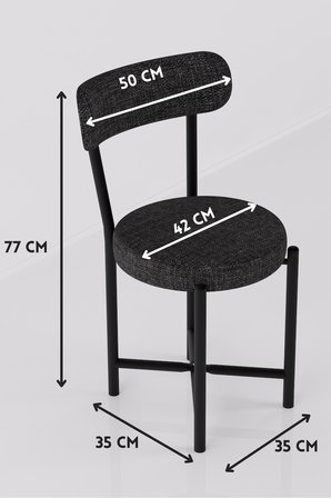 Sandalye 1 Adet Keten Kumaş Metal Ayak Modern Mutfak Sandalyesi Cafe Balkon Ofis Teddy 9817 Anstrast