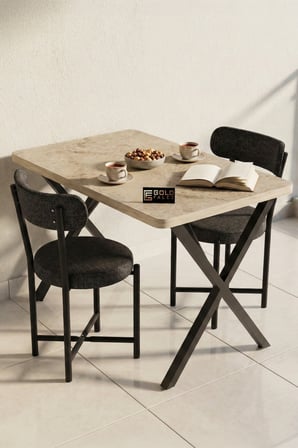 Sandalye 1 Adet Keten Kumaş Metal Ayak Modern Mutfak Sandalyesi Cafe Balkon Ofis Teddy 9817 Anstrast