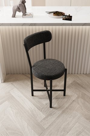 Sandalye 1 Adet Keten Kumaş Metal Ayak Modern Mutfak Sandalyesi Cafe Balkon Ofis Teddy 9817 Anstrast