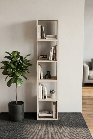 Kitaplık Ahşap Dekoratif Raf 5 Katlı Modern Çok Amaçlı Kitaplık Salon Ofis Kitaplığı 7065 Traverten