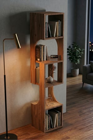 Kitaplık Ahşap Dekoratif Raf 5 Katlı Modern Çok Amaçlı Kitaplık Salon Ofis Kitaplığı 7066 Atlantik Çam