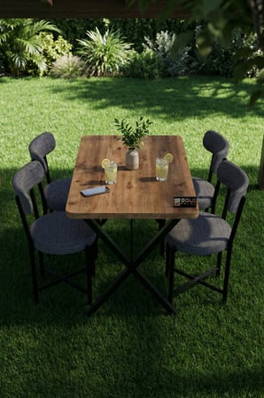 Mutfak Masası 4 Sandalyeli Set 110x70 cm Modern Bahçe Cafe Masa Takımı 4 Kişilik Tedy 9880 Gri