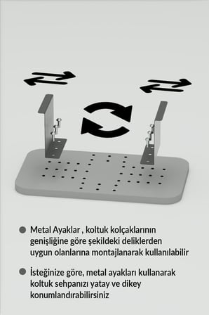 Yan Sehpa Ayarlanabilir Tepsi Dikdörtgen Dekoratif Modern Yatay Dikey Koltuk Sehpası Krem