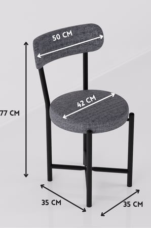 Sandalye 1 Adet Keten Kumaş Metal Ayak Modern Mutfak Sandalyesi Cafe Balkon Ofis Teddy 9816 Gri