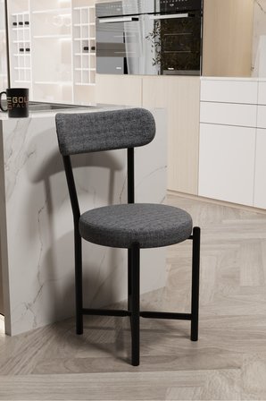 Sandalye 1 Adet Keten Kumaş Metal Ayak Modern Mutfak Sandalyesi Cafe Balkon Ofis Teddy 9816 Gri