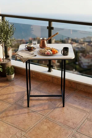 Bahçe Masası Minör 2 Kişilik Yemek Masası Şık Dayanıklı Balkon Cafe Bahçe Masa 9816 Atlantik Çam