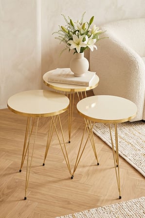 Zigon Sehpa Gold Krem Tel