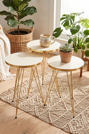 Zigon Sehpa Gold Krem Tel