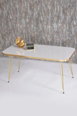 Orta Sehpa Kare Gold Altın Beyaz Tel