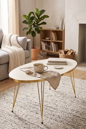 Orta Sehpa Elips Gold Krem Tel