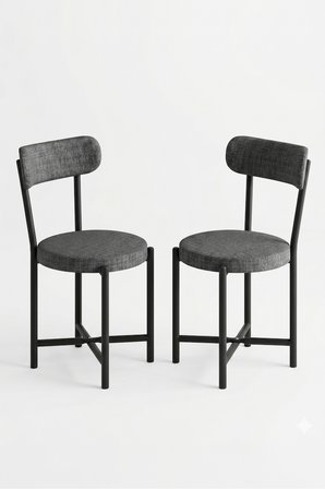 Sandalye 2 Adet Keten Kumaş Metal Ayak Modern Mutfak Sandalyesi Cafe Balkon Ofis Teddy 9813 Antrasit