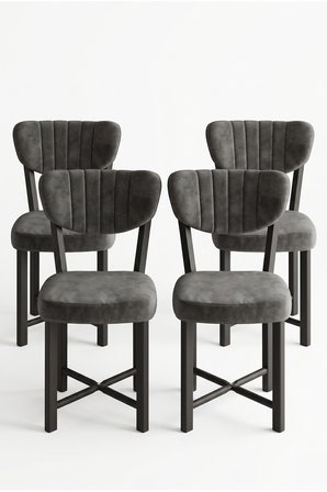 Sandalye 4 Adet Baby Face Kumaş Metal Ayak Modern Mutfak Sandalyesi Cafe Balkon Ofis Elma