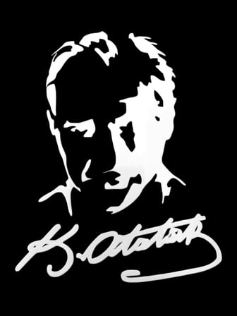 K.Atatürk Silüetli İmzalı Oto Sticker Siyah 19x15cm
